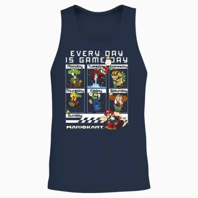 Mario Kart Everyday Is Game Day Group Shot Graphic Unisex Tank Top - Navy