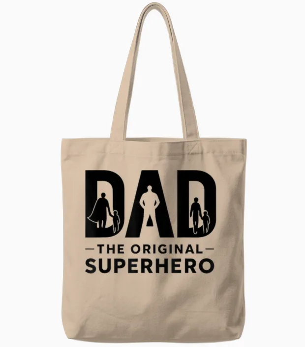 Superdad Papa Super-Héros Drôle Tote Bags in Natural