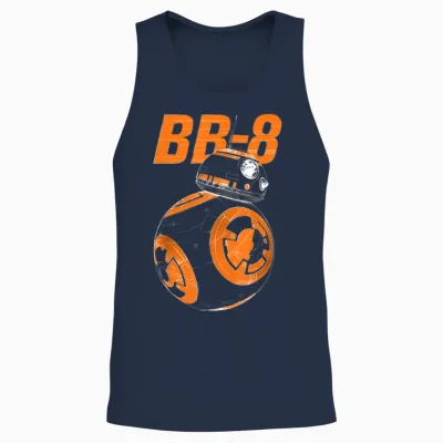 Star Wars Bb-8 Portrait Logo T-Shirt, White, S Unisex Tank Top - Navy