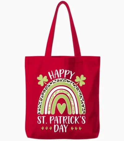 Children's St Patrick's Day Outfit for Girls Rainbow T-Shirt, Green, 2 Tote Bags - Red