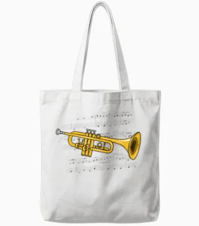 Trumpet Music Notation Trumpeter Brass Musician Tote Bags - White