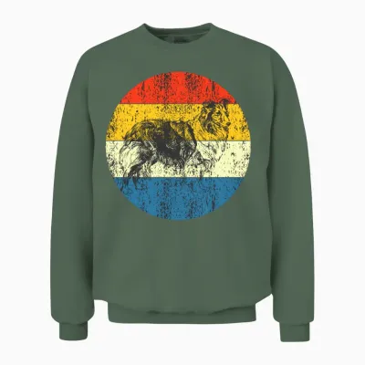 Vintage Dog Retro Sunset Unisex Sweatshirt - Military Green