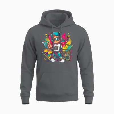 Hip Hop Guy Graffiti Künstler Streetwear Rap Breakdance Mode Unisex Hoodie - Charcoal