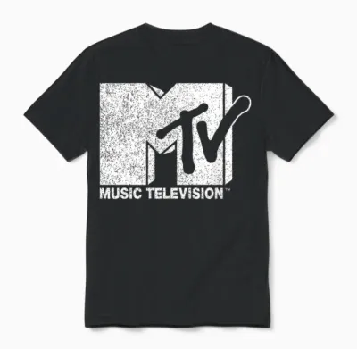 Mtv Classic Distressed Logo T-Shirt, Black Unisex T-Shirt - Black