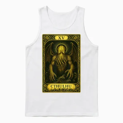 Cthulhu's Call Myth: Ryleh Lovecraftian Necronomicon Tarot Unisex Tank Top - White