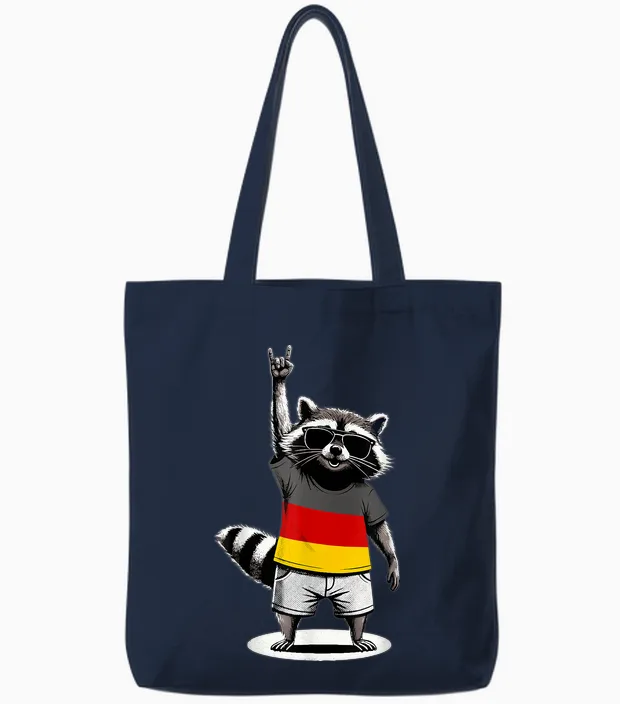 Deutsche Flagge Waschbär Lustig Deutschland Tote Bags in Navy