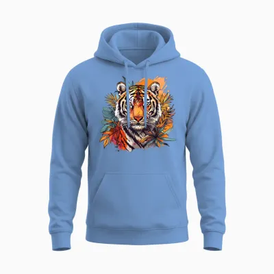 Niedlicher Tiger Mit Blumen I ästhetischer Tiger Unisex Hoodie - Carolina Blue