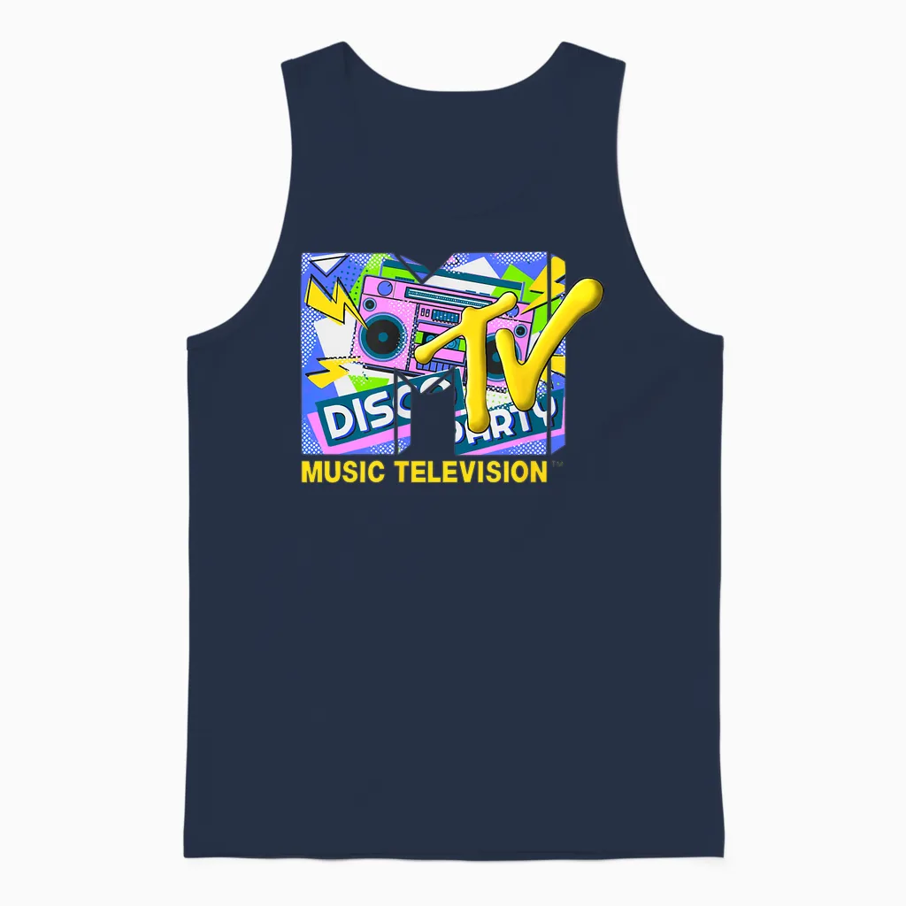 Mademark X Mtv - the Official Mtv Logo with Ghettoblaster for Disco Party Unisex Tank Top in Navy