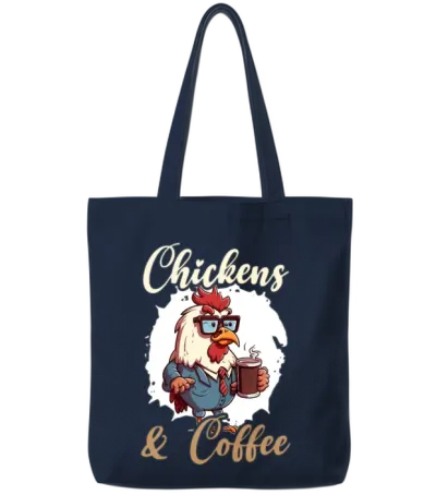 Chicken Farmer Chicken Whisperer Coffee Drinker Tote Bags - Navy