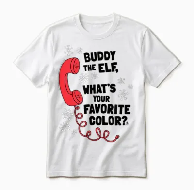 Elf What's Your Favorite Color? Phone Funny Christmas Unisex T-Shirt - White