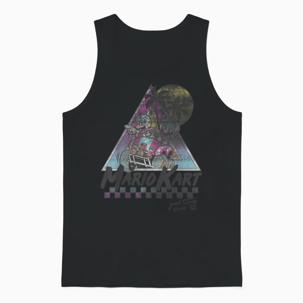 Mario Kart Mario and Luigi Good Time Since 92 Vintage Unisex Tank Top in Black