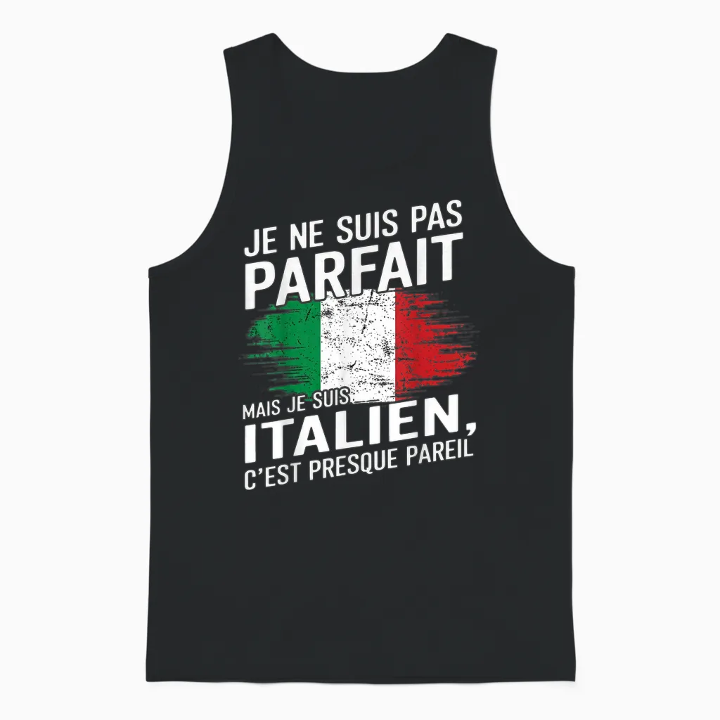 Je Suis Italien Humour Cadeau Original Anniversaire Italie Unisex Tank Top in Black