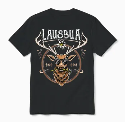 Lausbua T-Shirt Herren Trachtenshirt Kinder Trachten Unisex T-Shirt - Black
