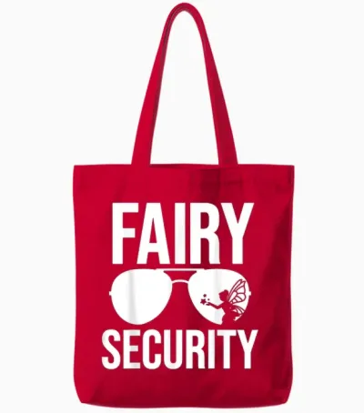 Fairy Security Birthday Family Halloween Costume Dad Mom Tote Bags - Red