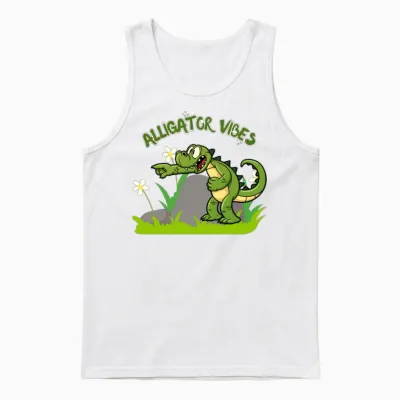 Funny Alligator Unisex Tank Top - White