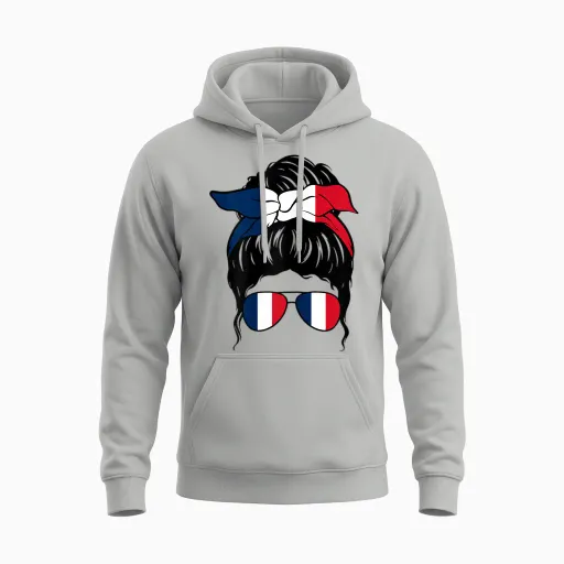French Girl France French Flag French Pride Unisex Hoodie in Ash