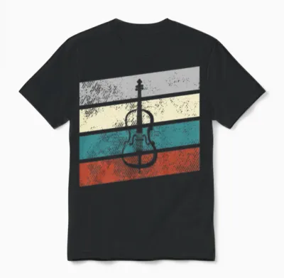 Violin Retro Unisex T-Shirt - Black
