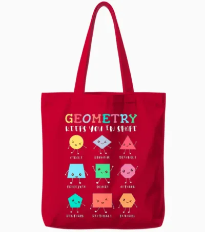 Geometry Keeps You in Shape – School Math Humor Tote Bags - Red