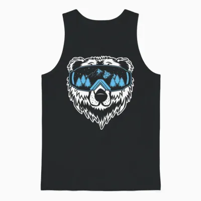 Funny Ski Bear, Ski Mask Funny Ski, Ski, Skiing Unisex Tank Top - Black