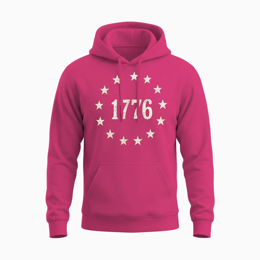 (2 Sides) 1776 We the People 250 Years 1776 2026 4th of July Unisex Hoodie in Heliconia