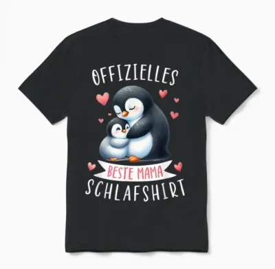 Offizielles Beste Mama Schlafshirt Muttertag Pinguin Mama Unisex T-Shirt - Black