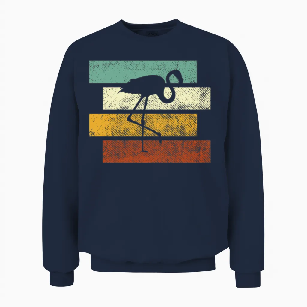 Flamingo Retro Unisex Sweatshirt in Navy