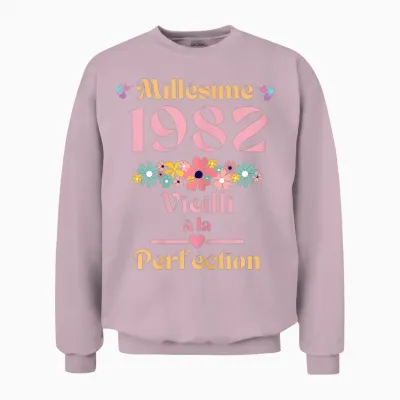 42 Ans Femme 1982 Idée Cadeau Anniversaire Humour Funny T-Shirt, Black Unisex Sweatshirt - Light Pink