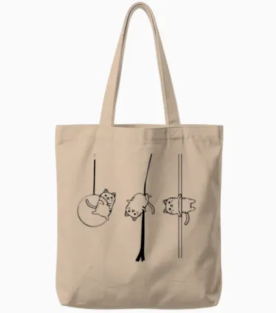 Circus Aerialist Cat Aerialist Yogi Dancer Aerial Tote Bags - Natural
