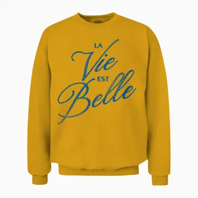 Trendy Apparel La Vie Est Belle Life Is Beautiful French Unisex Sweatshirt - Gold