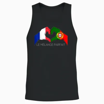 France and Portugal French Portuguese Le Mélange Parfait Coeur T-Shirt, Black, S Unisex Tank Top - Black