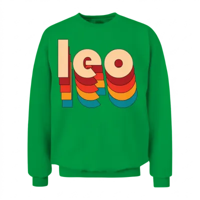 Retro Leo Name Unisex Sweatshirt - Irish Green