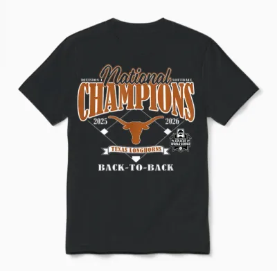 Texas Longhorns National Champs 2026 Softball Wcws Repeat Tees T Shirts for Women Unisex T-Shirt - Black