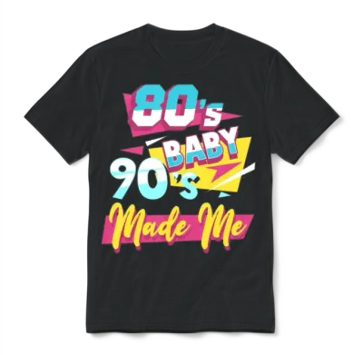Retro 80s 1980s Eighties Unisex T-Shirt - Black