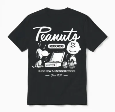Peanuts - Snoopy Charlie Brown Record Unisex T-Shirt - Black