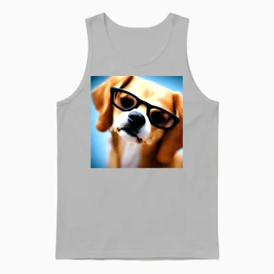 Dog with Glasses Unisex Tank Top - Ash