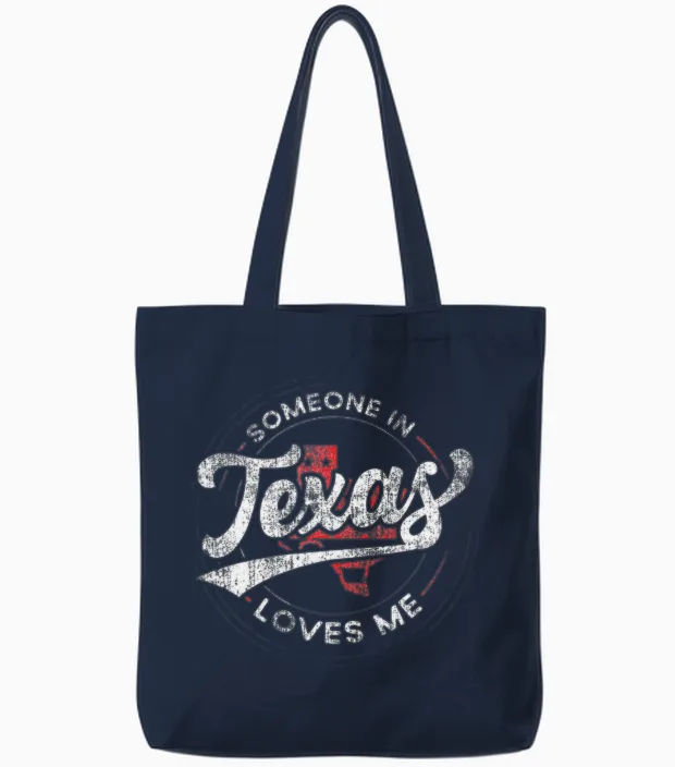 Someone in Texas Loves Me Texas Tote Bags in Navy
