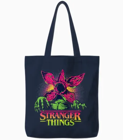 Stranger Things Season 5 Retro Video Game Demogorgon Tote Bags - Navy