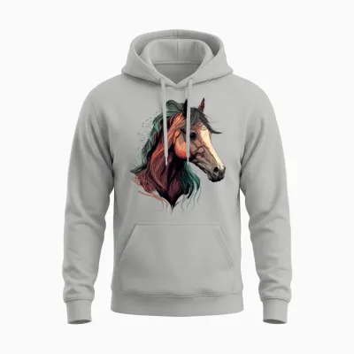 Horse Drawing Unisex Hoodie - Ash