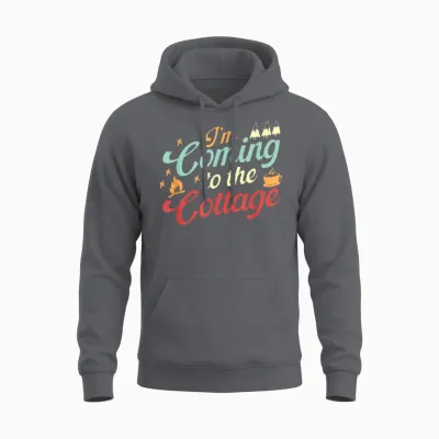 Outdoor Adventure Vintage I'm Coming to the Cottage Unisex Hoodie - Charcoal