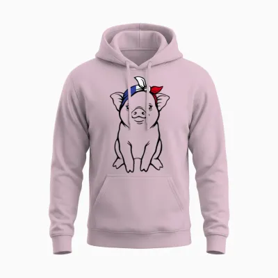 Cochon Avec Drapeau Français France Unisex Hoodie - Light Pink