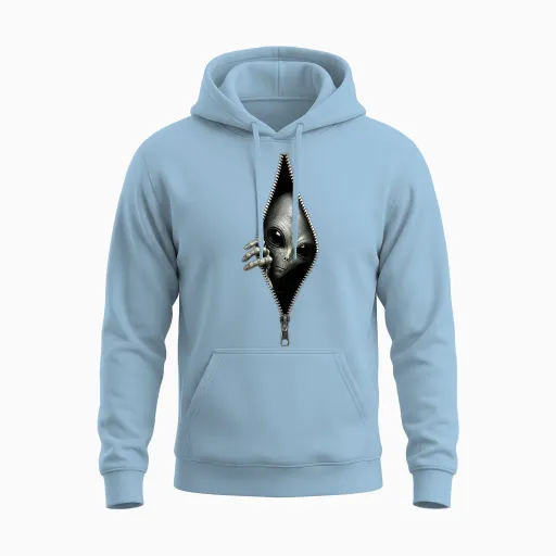 Original Gift 3d Alien Alien Ufo Trompe œil Ufo Unisex Hoodie - Light Blue