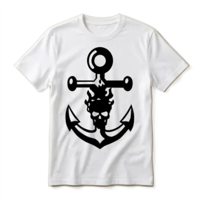 Anchor Skull Unisex T-Shirt - White