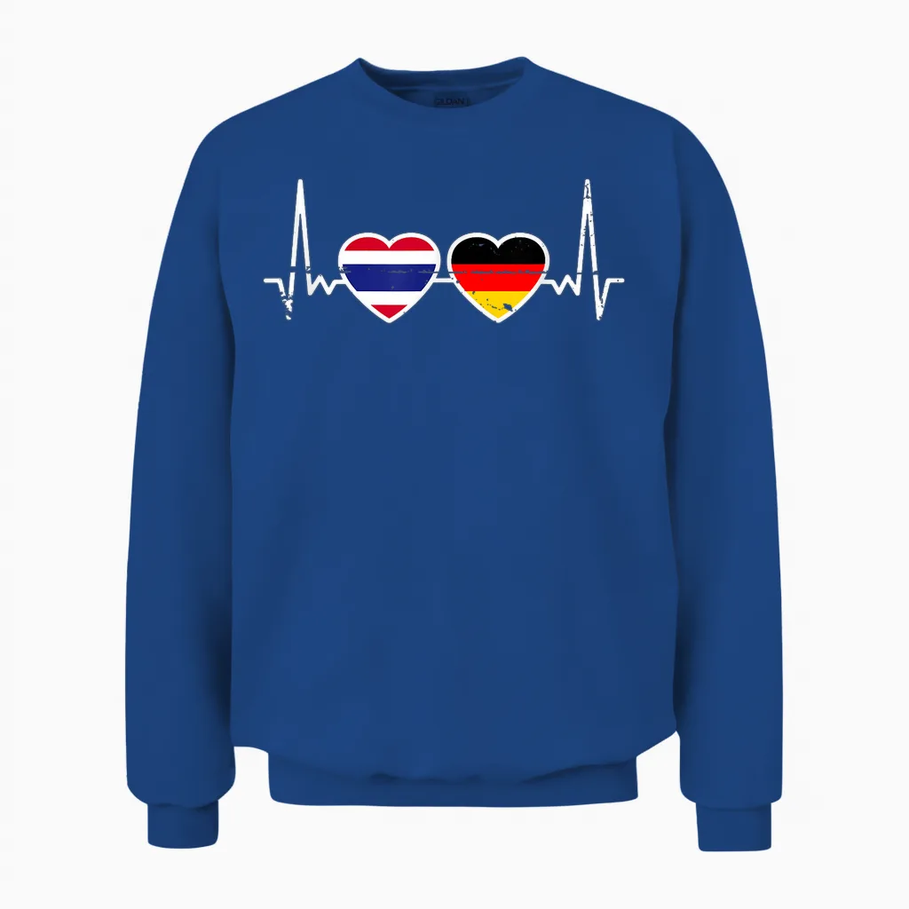 Thailand Deutschland Herzschlag Flagge Deutsch Thailänder Unisex Sweatshirt in Royal