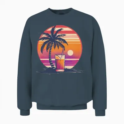 Retro Beach Cocktail Unisex Sweatshirt - Dark Heather