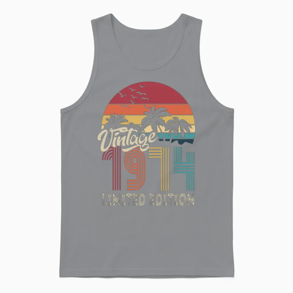 50th Birthday Vintage 1974 Limited Edition Gift Unisex Tank Top in Sport Grey