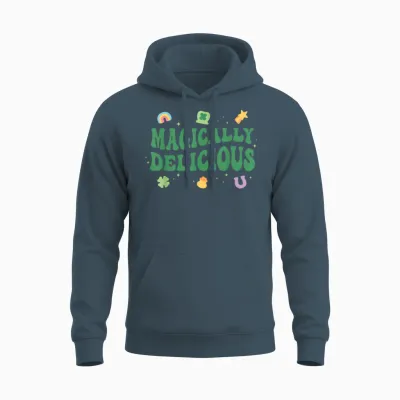 Magically Delicious Lucky Charms Groovy St Patricks Day Unisex Hoodie - Dark Heather
