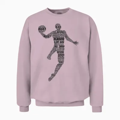 Basketball Basketball Boys' Men's Children's T-Shirt, White Unisex Sweatshirt - Light Pink