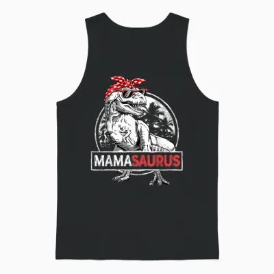 Mamasaurus T Rex Dinosaur Funny Mama Saurus Mother's Family Unisex Tank Top - Black