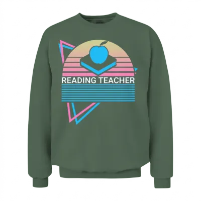 Reading Teacher Retro Unisex Sweatshirt - Military Green
