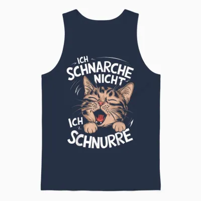 T-Shirt with German Text "ich Schnarche Nicht Ich Schnurre Katzen" [german, Black Unisex Tank Top - Navy